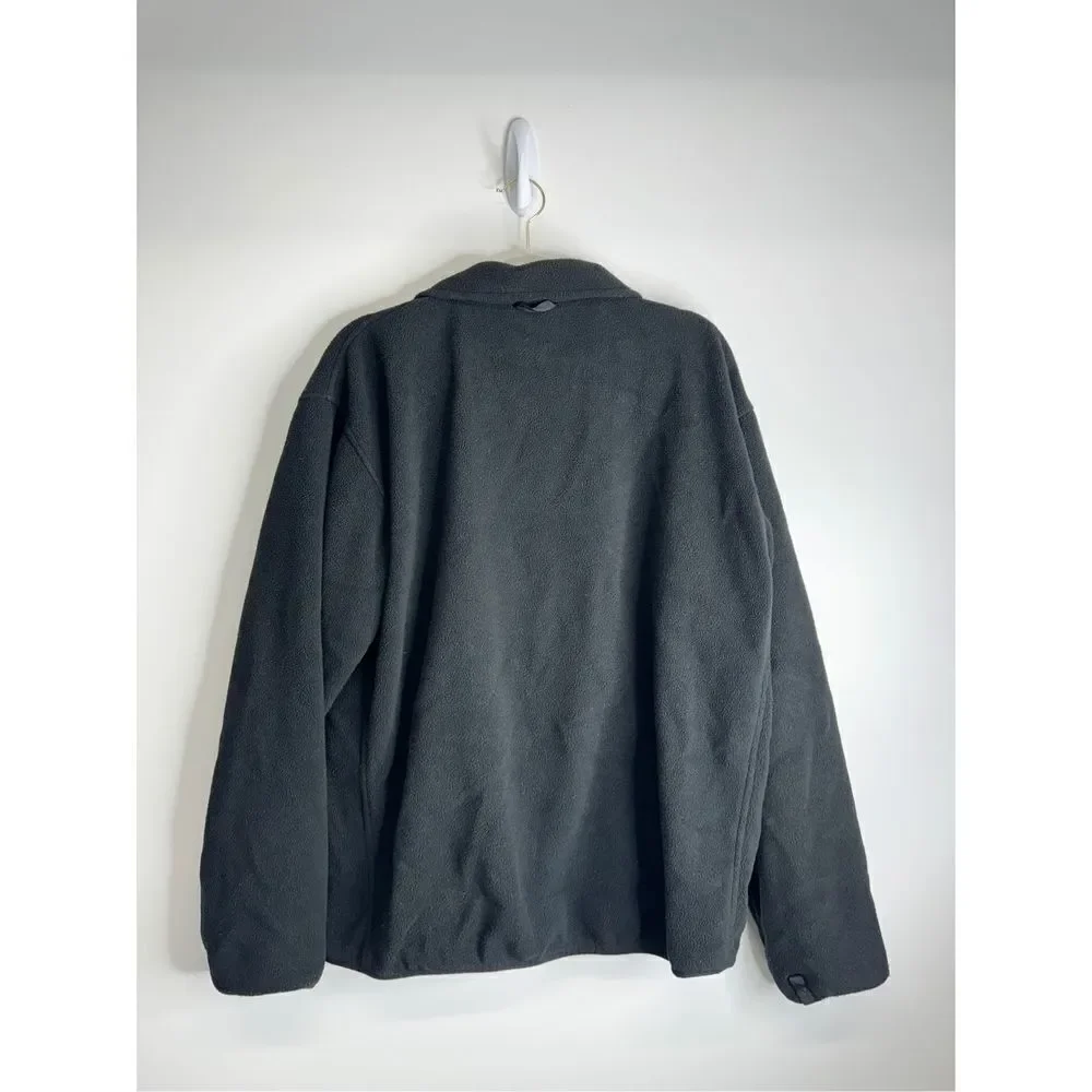 The North Face Jacket Mens Large‎ Black Full Zip Fleece Logo Front Pcokets